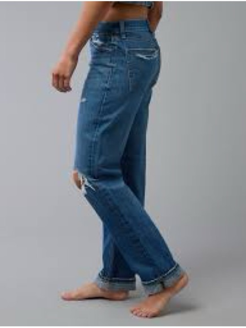American Eagle Outfitters Medium Blue Distressed Ex-Boyfriend Jeans
